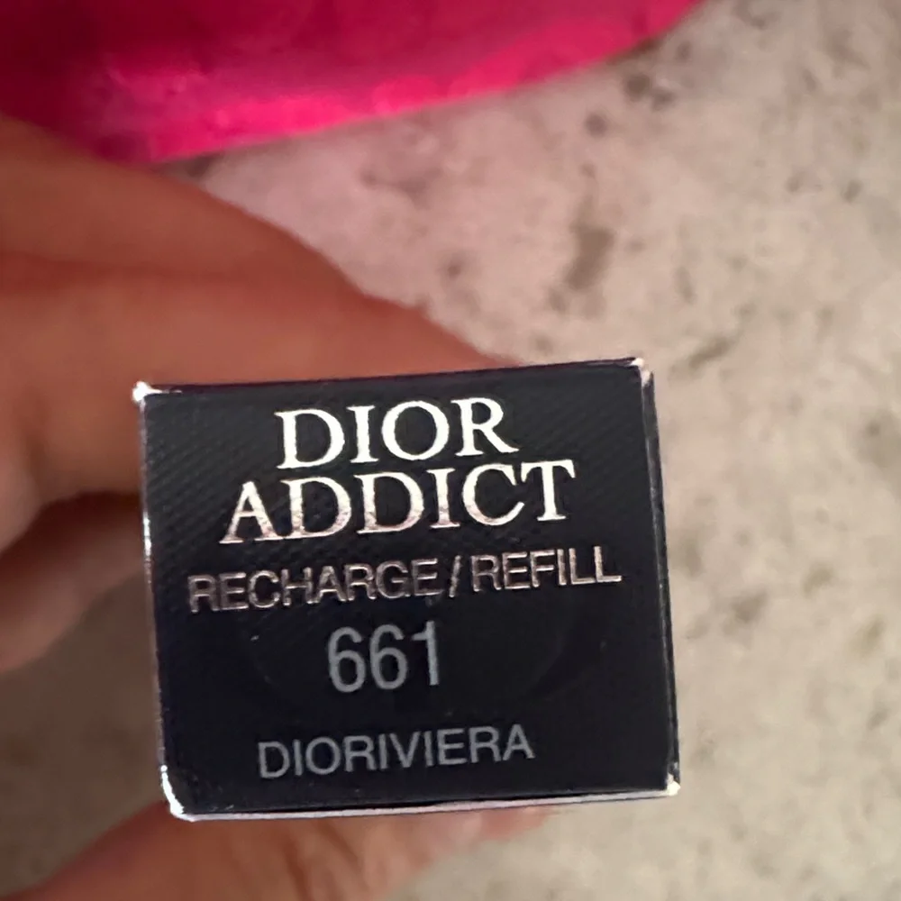 Dior Addict Lipstick with Miss Dior refill cap, new canvas beauty pouch